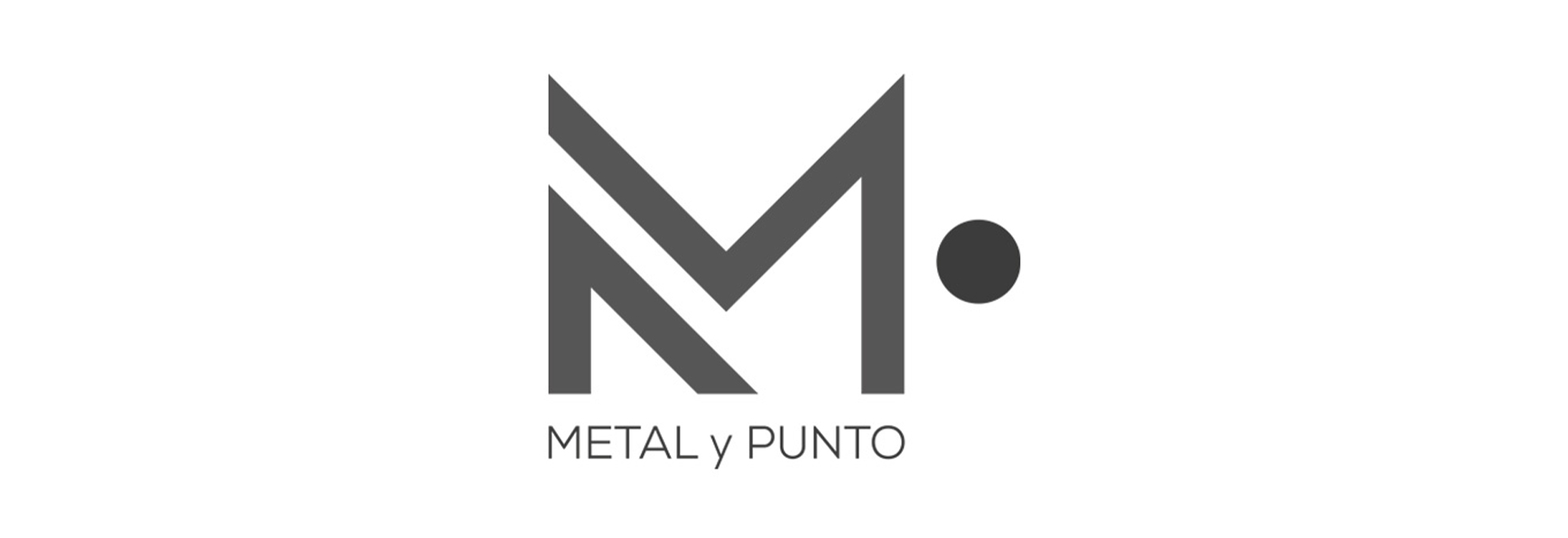 MetalyPunto-Portafolio-Logotipo Logotipo minimalista de Metal y Punto en fondo blanco, con una letra M estilizada acompañada de un punto.